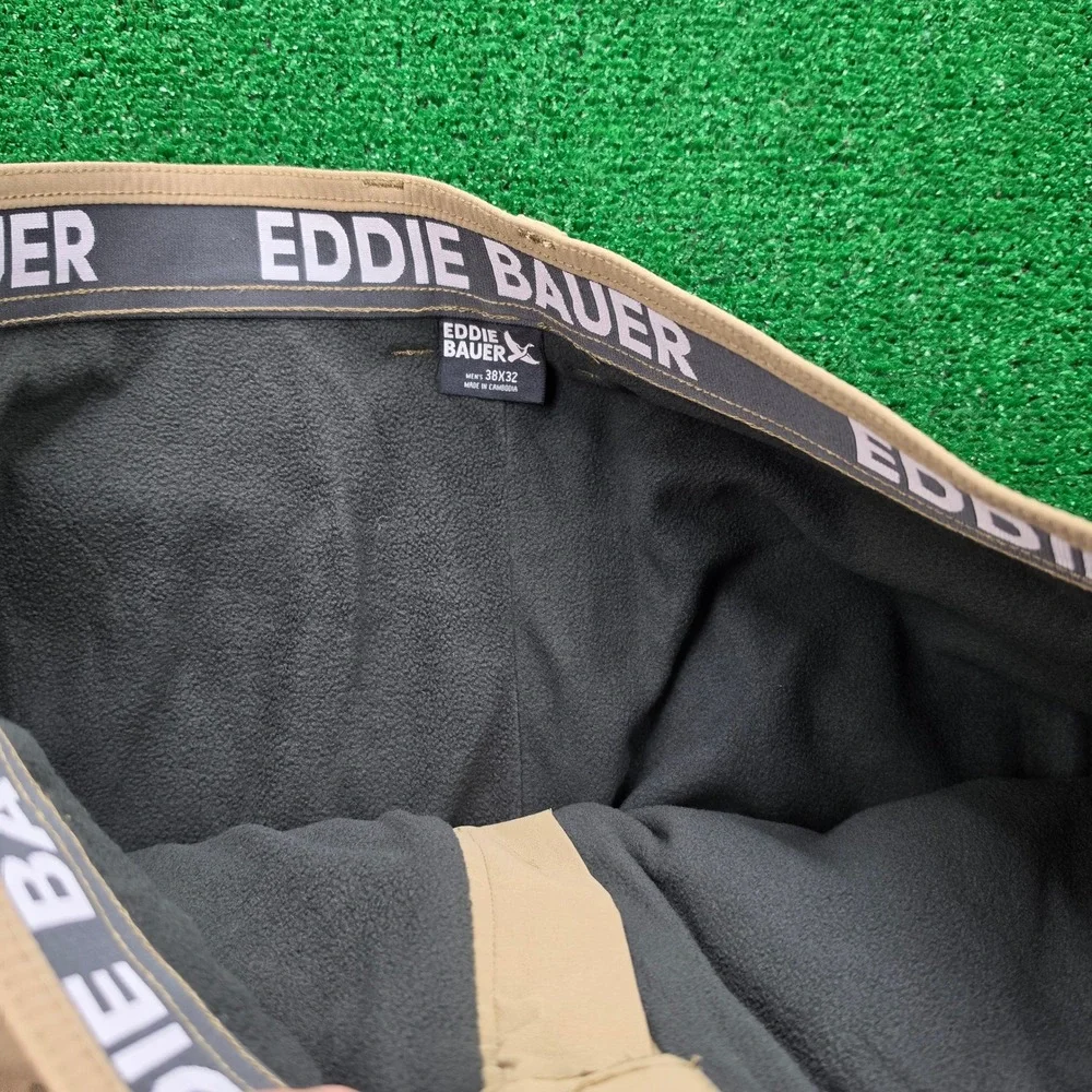 Eddie Bauer Rainier Fleece Lined Outdoor Pants Mens 38x32‎ Beige Hiking Cargo